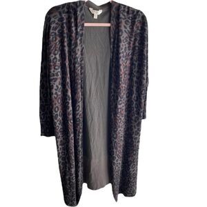 Terra & Sky Women’s Open Front Leopard Duster Size 2X